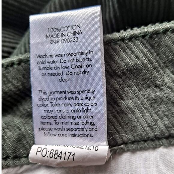 PacSun Womens Green Corduroy Relaxed Fit High Rise Tapered Leg Mom Jeans Size 24 - Picture 12 of 16
